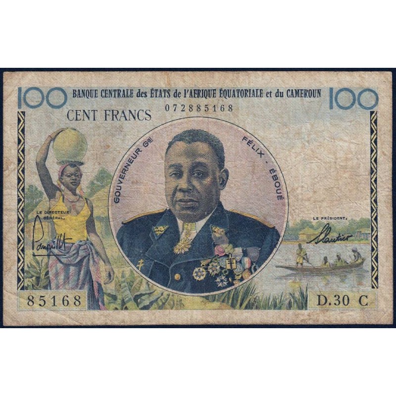 Congo (Brazzaville) - Afrique Equatoriale - Pick 1c - 100 francs - Série D.30 - 1961 - Etat : pr.TB