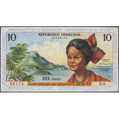 Antilles Françaises - Pick 8b - 10 francs - Série N.6 - 1966 - Etat : TB+