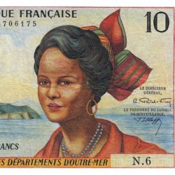 Antilles Françaises - Pick 8b - 10 francs - Série N.6 - 1966 - Etat : TB+