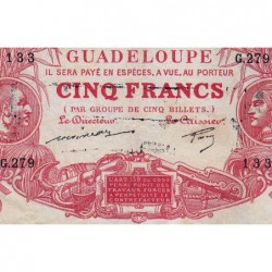 Guadeloupe - Pick 7q - 5 francs - Série G.279 - 1944 - Etat : TB+