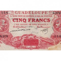 Guadeloupe - Pick 7q - 5 francs - Série G.279 - 1944 - Etat : TB