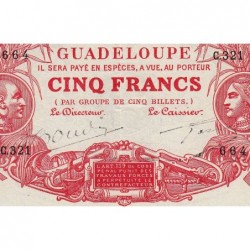 Guadeloupe - Pick 7r - 5 francs - Série C.321 - 1945 - Etat : SUP+
