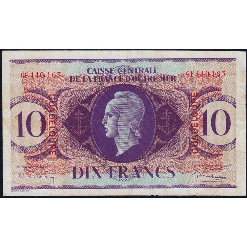 Guadeloupe - France Outre-Mer - Pick 27_5 - 10 francs - Série GF - 1944 - Etat : TTB