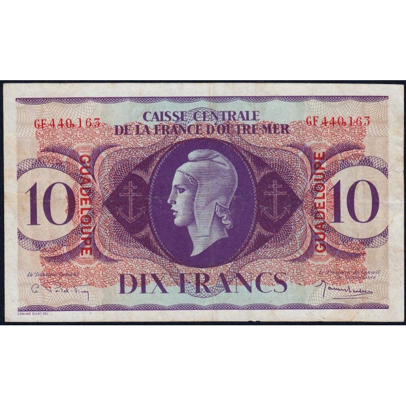 Guadeloupe - France Outre-Mer - Pick 27 - 10 francs - Série GF - 1944 - Etat : TTB