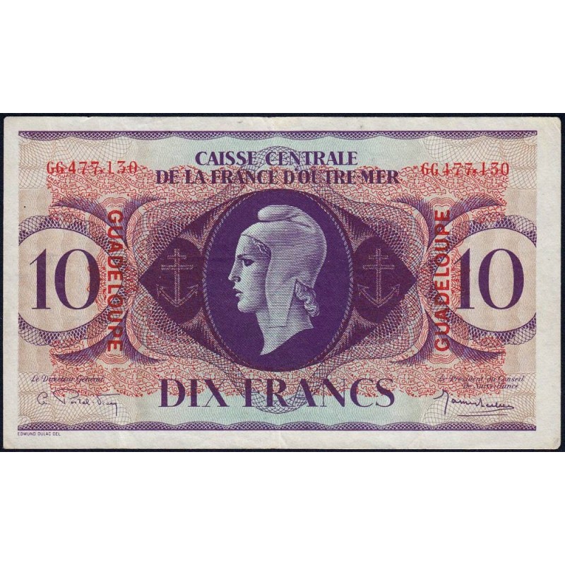 Guadeloupe - France Outre-Mer - Pick 27_6 - 10 francs - Série GG - 1944 - Etat : TTB-