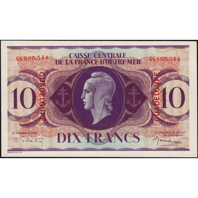 Guadeloupe - France Outre-Mer - Pick 27_6 - 10 francs - Série GG - 1944 - Etat : SPL