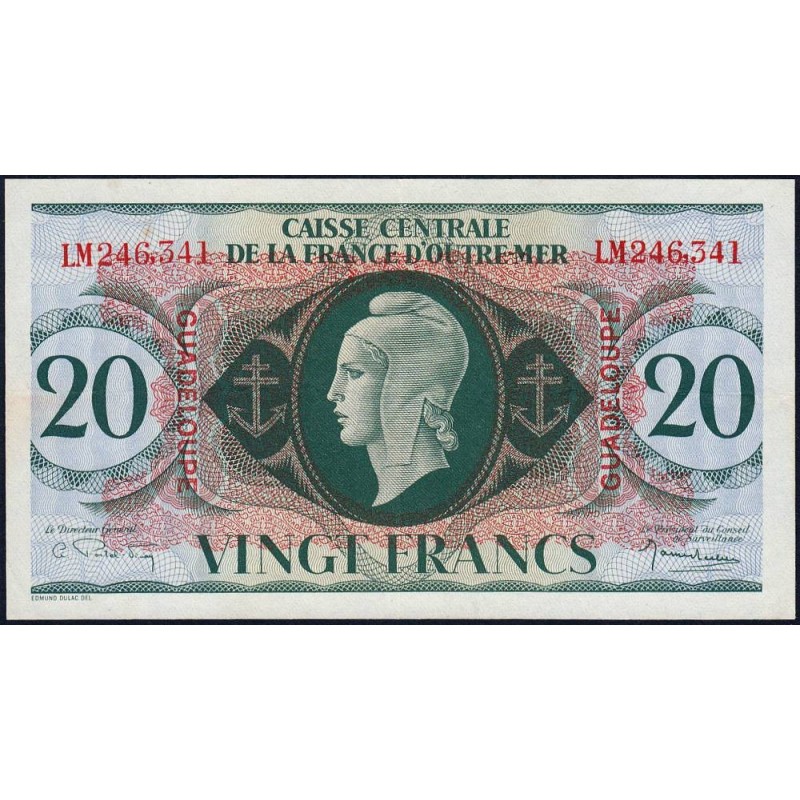 Guadeloupe - France Outre-Mer - Pick 28_1 - 20 francs - Série LM - 1944 - Etat : SUP+