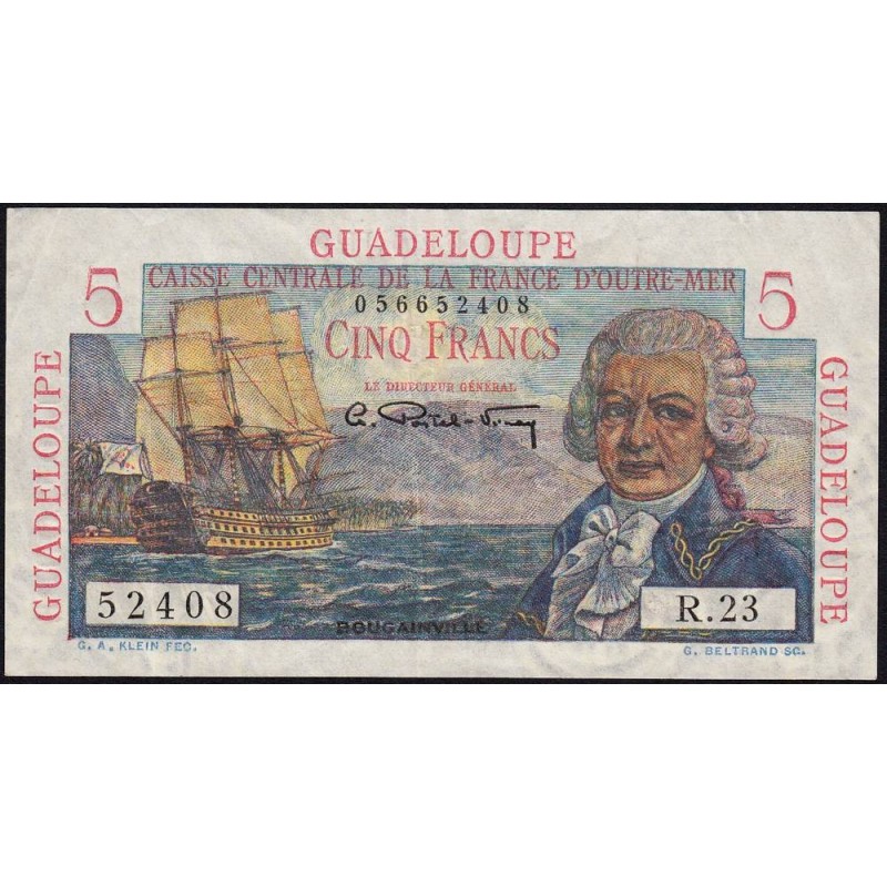 Guadeloupe - Pick 31 - 5 francs - Série R.23 - 1946 - Etat : TTB