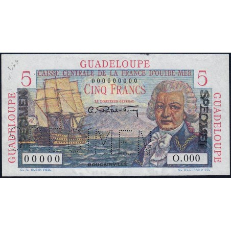 Guadeloupe - Pick 31s - 5 francs - Série O.000 - 1946 - Spécimen - Etat : SUP+