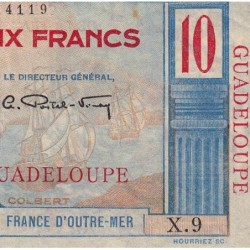 Guadeloupe - Pick 32 - 10 francs - Série X.9 - 1946 - Etat : TB