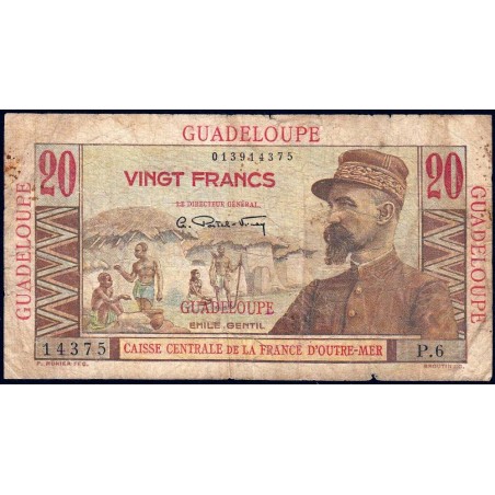 Guadeloupe - Pick 33 - 20 francs - Série P.6 - 1946 - Etat : B+