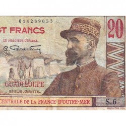 Guadeloupe - Pick 33 - 20 francs - Série S.6 - 1946 - Etat : TB