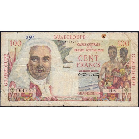 Guadeloupe - Pick 35 - 100 francs - Série B.6 - 1946 - Etat : B+ à TB-