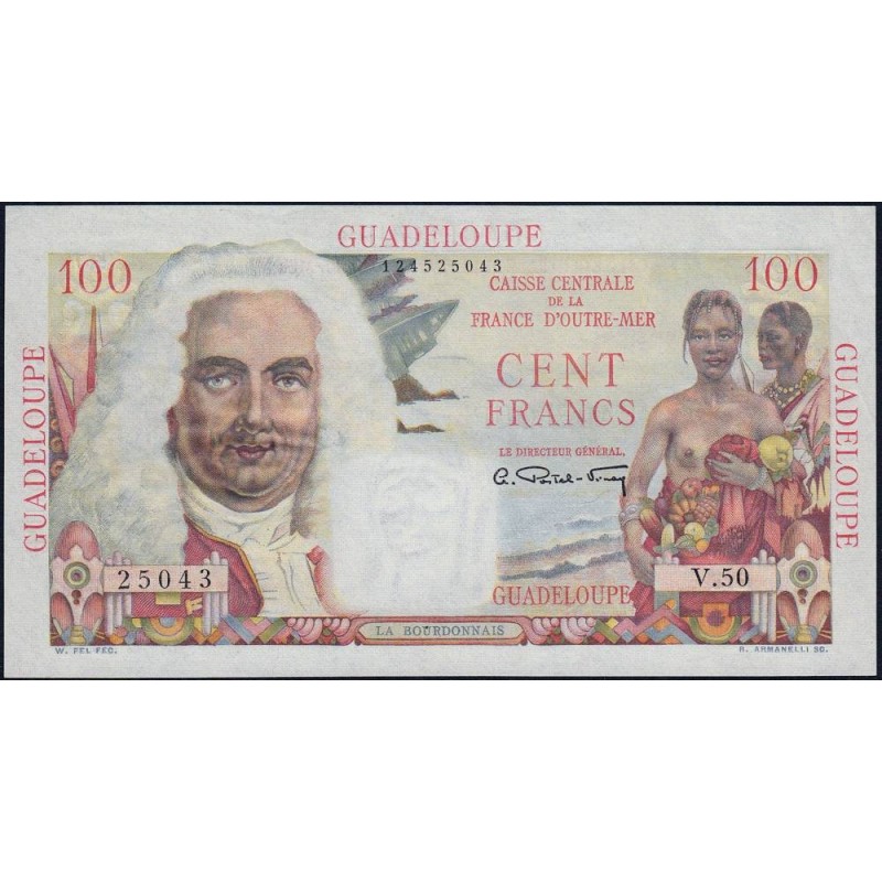 Guadeloupe - Pick 35 - 100 francs - Série V.50 - 1946 - Etat : SUP+