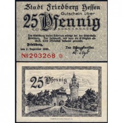 Allemagne - Notgeld - Friedberg - 25 pfennig - 01/12/1920 - Etat : SPL