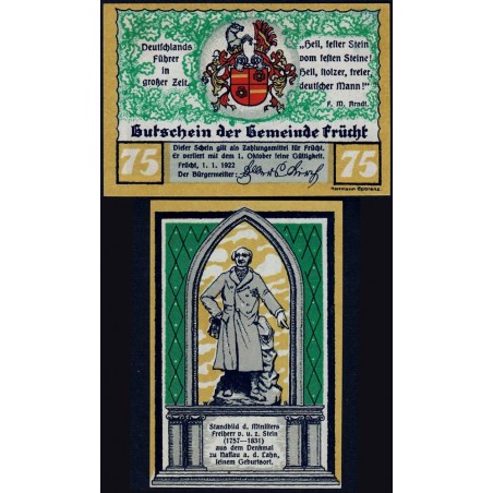 Allemagne - Notgeld - Frücht bel Ems - 75 pfennig - Type 1 - 01/01/1922 - Etat : NEUF