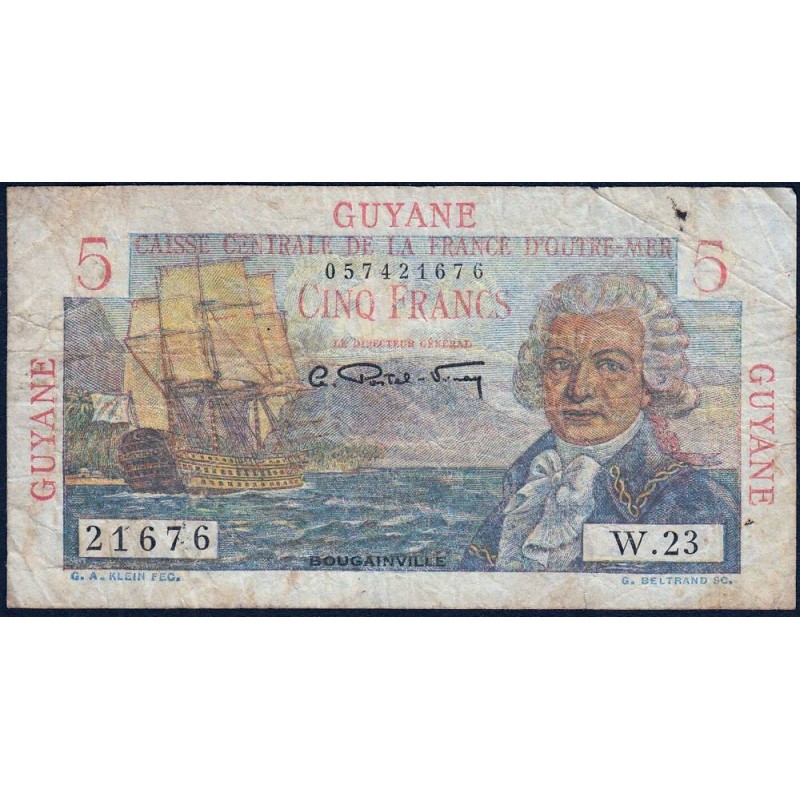 Guyane Française - Pick 19 - 5 francs - Série W.23 (remplacement) - 1946 - Etat : TB-