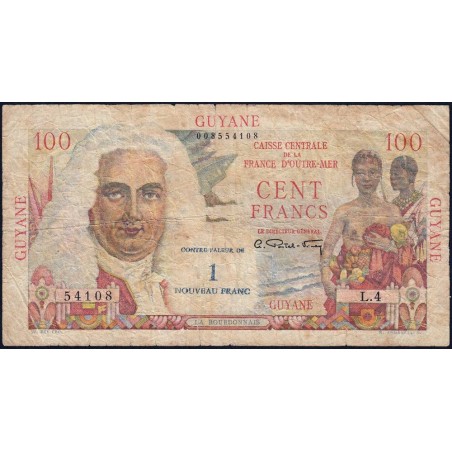 Guyane Française - Pick 29 - 1 nouv. franc sur 100 francs - Série L.4 - 1960 - Etat : TB