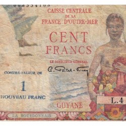 Guyane Française - Pick 29 - 1 nouv. franc sur 100 francs - Série L.4 - 1960 - Etat : TB