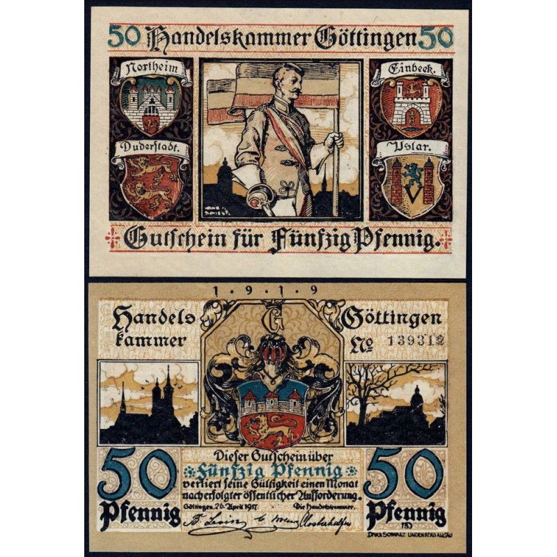 Allemagne - Notgeld - Göttingen - 50 pfennig - 26/04/1917 (1919) - Etat : pr.NEUF