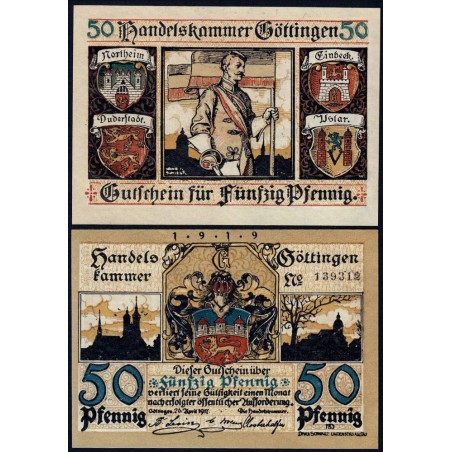 Allemagne - Notgeld - Göttingen - 50 pfennig - 26/04/1917 (1919) - Etat : pr.NEUF