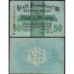 Allemagne - Notgeld - Frankfurt am Main - 50 pfennig - Série F - 01/05/1917 - Etat : TTB