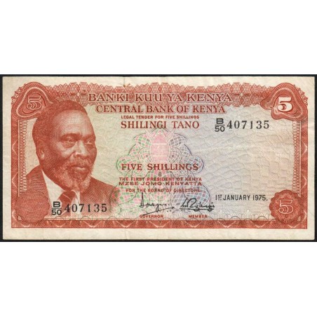 Kenya - Pick 11b - 5 shillings - Série B/50 - 01/01/1975 - Etat : TB+