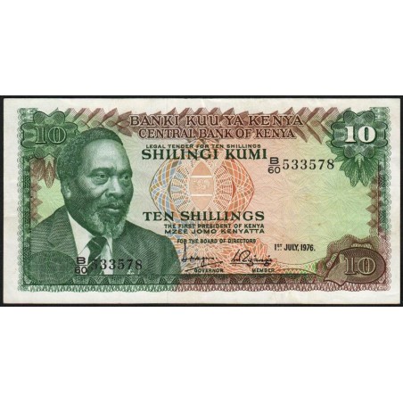 Kenya - Pick 12b - 10 shillings - Série B/60 - 01/07/1976 - Etat : TTB