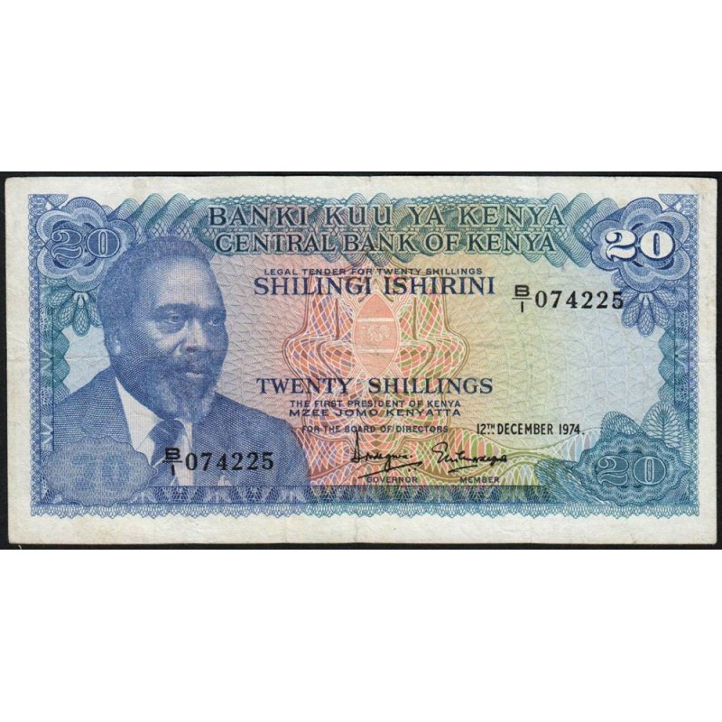 Kenya - Pick 13a - 20 shillings - Série B/1 - 12/12/1974 - Etat : TB+