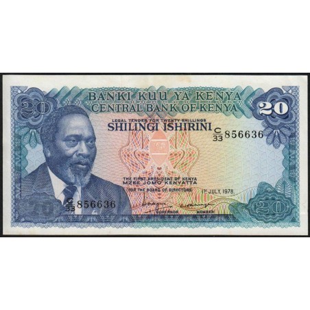 Kenya - Pick 17 - 20 shillings - Série C/33 - 01/07/1978 - Etat : SUP