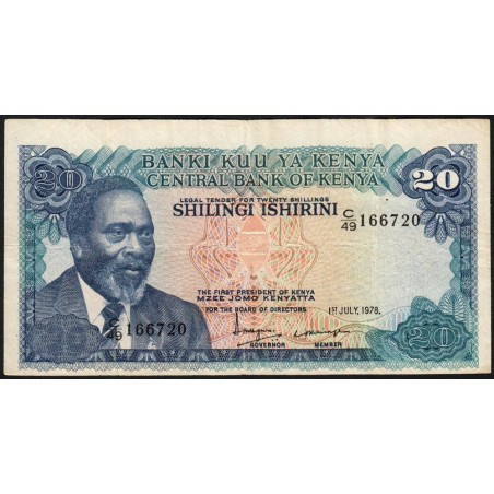 Kenya - Pick 17 - 20 shillings - Série C/49 - 01/07/1978 - Variété - Etat : TB+