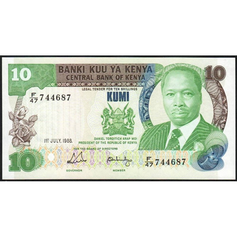 Kenya - Pick 20g - 10 shillings - Série F/47 - 14/09/1986 - Etat : NEUF