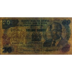Kenya - Pick 21b - 20 shillings - Série D/81 - 01/01/1982 - Etat : TB-