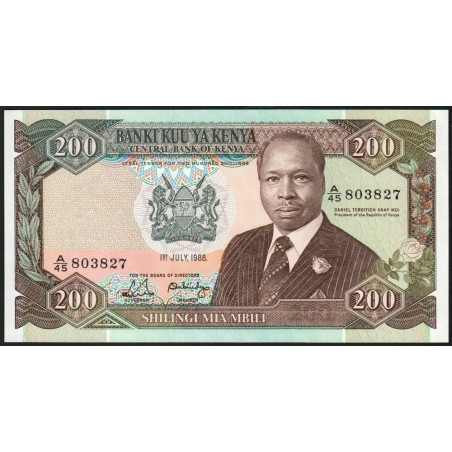 Kenya - Pick 23Ab - 200 shillings - Série A/45 - 01/07/1988 - Etat : pr.NEUF