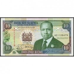 Kenya - Pick 24a - 10 shillings - Série AE - 14/10/1989 - Etat : TTB
