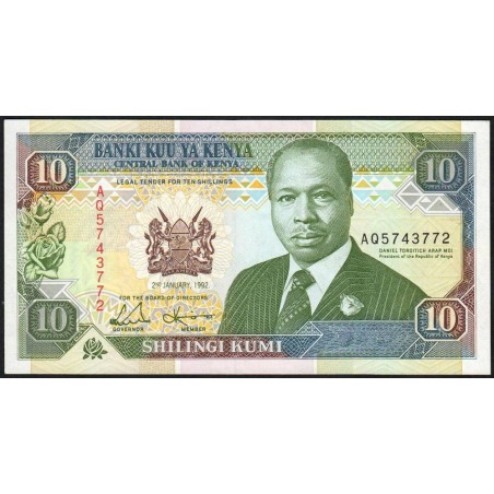 Kenya - Pick 24d - 10 shillings - Série AQ - 02/01/1992 - Etat : SPL+