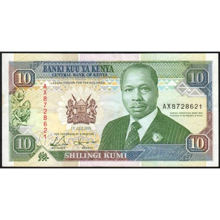 Kenya - Pick 24e - 10 shillings - Série AX - 01/07/1993 - Etat : TTB+