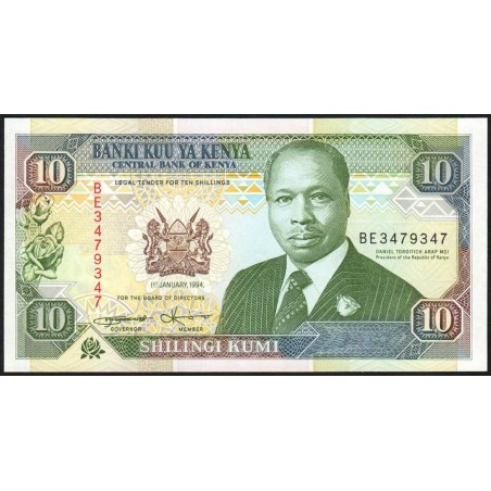 Kenya - Pick 24f- 10 shillings - Série BE - 01/01/1994 - Etat : NEUF