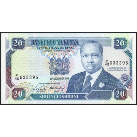 Kenya - Pick 25a - 20 shillings - Série F/45 - 12/12/1988 - Etat : NEUF