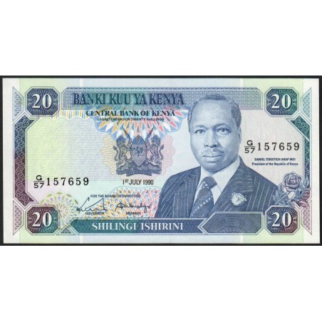 Kenya - Pick 25c - 20 shillings - Série G/57 - 01/07/1990 - Etat : NEUF