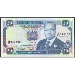 Kenya - Pick 25c - 20 shillings - Série G/57 - 01/07/1990 - Etat : TTB
