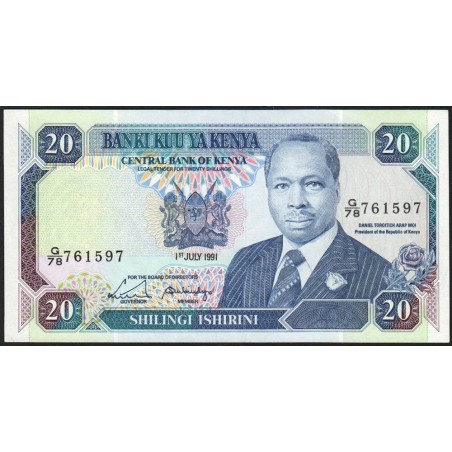 Kenya - Pick 25d - 20 shillings - Série G/78 - 01/07/1991 - Etat : pr.NEUF