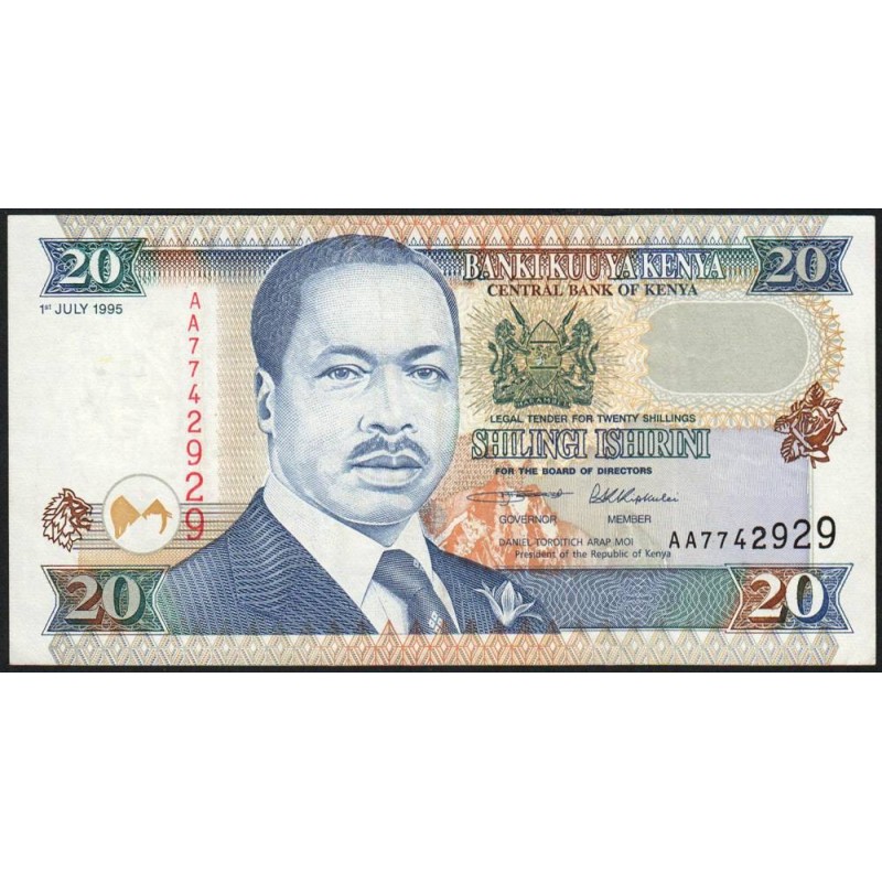 Kenya - Pick 32 - 20 shillings - Série AA - 01/07/1995 - Etat : TTB+