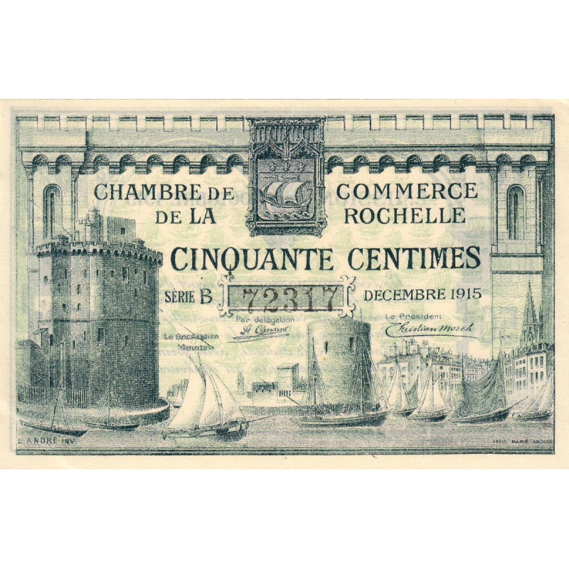 La Rochelle - Pirot 66-1 - 50 centimes - Série B - 10/1915 - Etat : SUP