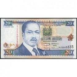 Kenya - Pick 35a - 20 shillings - Série AJ - 01/01/1996 - Etat : TTB+
