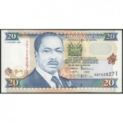 Kenya - Pick 35a - 20 shillings - Série AQ - 01/01/1996 - Etat : NEUF