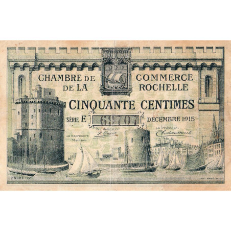 La Rochelle - Pirot 66-1 - 50 centimes - Série E - 10/1915 - Etat : TB+