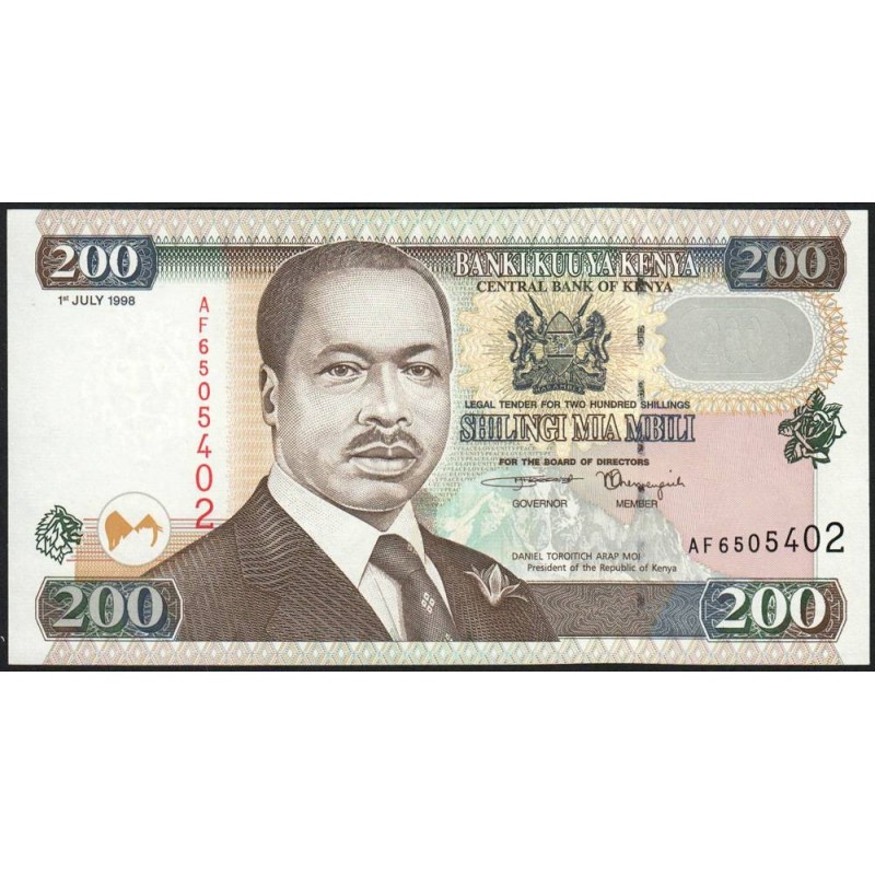 Kenya - Pick 38c - 200 shillings - Série AF - 01/07/1998 - Etat : NEUF