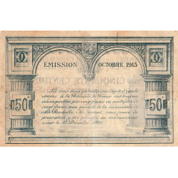 La Rochelle - Pirot 66-1 - 50 centimes - Série E - 10/1915 - Etat : TB+