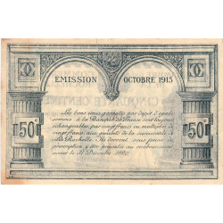 La Rochelle - Pirot 66-1 variété - 50 centimes - Série H - 10/1915 - Etat : TB+